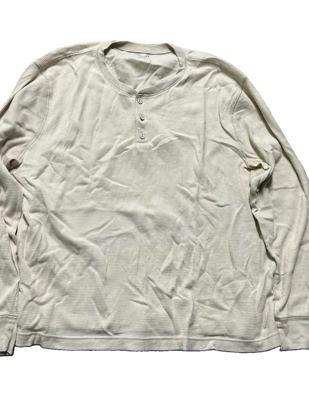 Men’s Old Navy Beige Waffle Henley Long Sleeve Shirt Size XL
